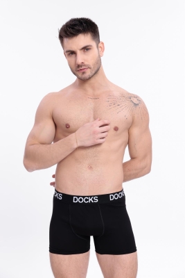 Docks Erkek 3'lü Boxer Regular Fit Siyah Model Beyaz Detay