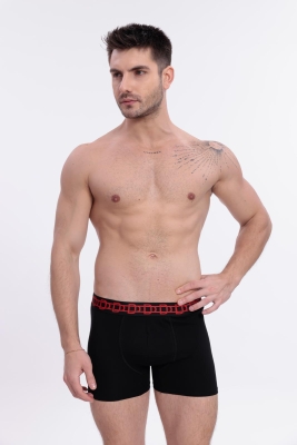 Docks Erkek 3'lü Boxer Regular Fit Siyah Model Kırmızı Detay