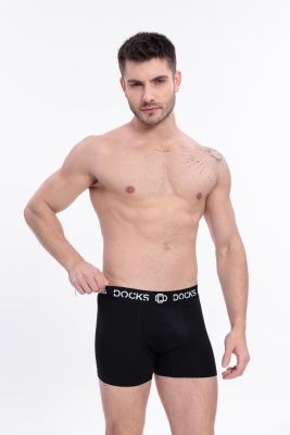 Docks Erkek 3'lü Boxer Regular Fit Siyah Model Logo Detaylı