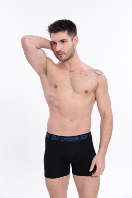 Docks Erkek 3'lü Boxer Regular Fit Siyah Model Mavi Detay