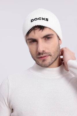 Docks Yumuşak Dokulu Unisex Beyaz Bere